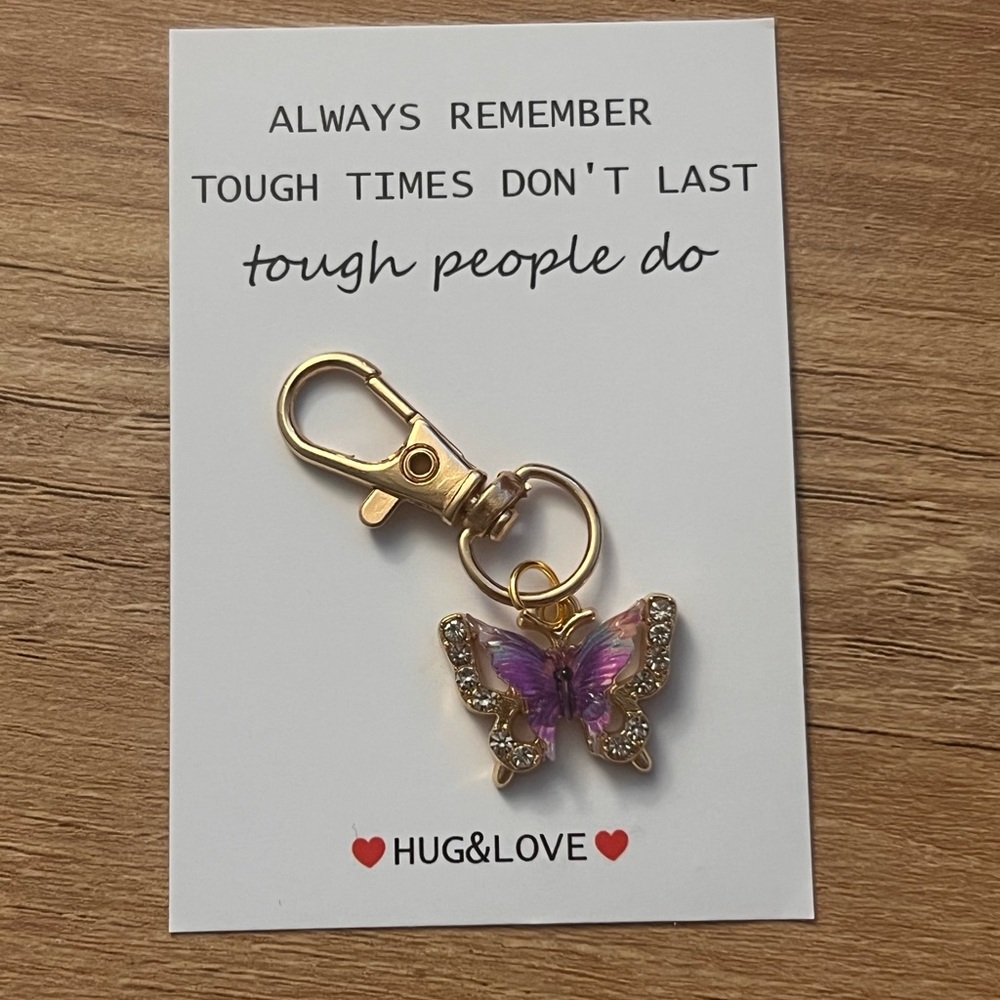 Purple and Gold Butterfly Keychain